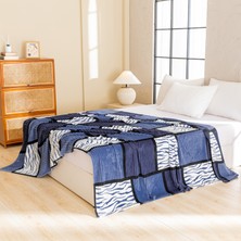 Out Yuy 1 Parça Baskılı Ekose Battaniye Çok Amaçlı Battaniye 70*100CM Lacivert (Yurt Dışından)