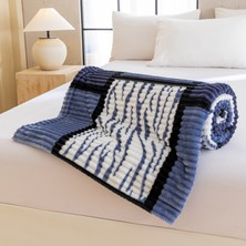 Out Yuy 1 Parça Baskılı Ekose Battaniye Çok Amaçlı Battaniye 70*100CM Lacivert (Yurt Dışından)