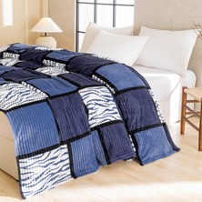 Out Yuy 1 Parça Baskılı Ekose Battaniye Çok Amaçlı Battaniye 70*100CM Lacivert (Yurt Dışından)