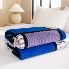 Out Yuy 1 Parça Baskılı Ekose Battaniye Çok Amaçlı Battaniye 70*100CM Koyu Mavi (Yurt Dışından)