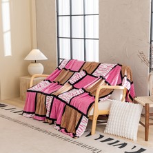Out Yuy 1 Parça Baskılı Ekose Battaniye Çok Amaçlı Battaniye 70*100CM Gül Pembe (Yurt Dışından)