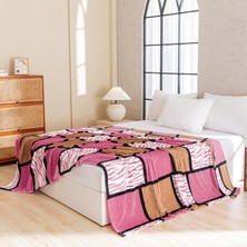Out Yuy 1 Parça Baskılı Ekose Battaniye Çok Amaçlı Battaniye 70*100CM Gül Pembe (Yurt Dışından)