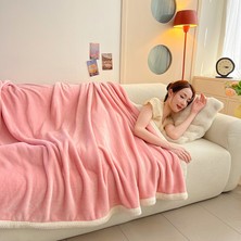 Out Yuy 1 Adet Çift Taraflı Sütlü Polar Battaniye Cilt Dostu ve Rahat 120*200 Pembe (Yurt Dışından)