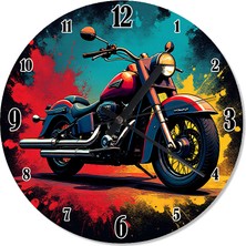 Tablomega Kırmızı Motosikletin Gücü Desenli Duvar Saati