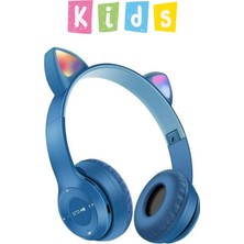 Noriyen Unisex Premium Kids Serisi Işıklı Kedi Kulaklık Kablosuz Bluetooth Kedili Çocuklar Için Kulaklık P47M Rgb Cat Kulaklık