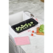 EW's Kitchenware Lavoba Içi Sürgülü Açılır Kapanır Sebze Meyve Süzgeci Siyah (Açık 38,5 cm Kapalı 34,50 cm )