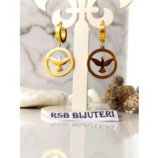 RSBbijuteri Küpe  sallantılı halka güvercin altın kaplama 316 L çelik + hediye paketi