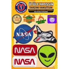 Nakış Fabrikası Ütü ile Yapışan Nakışlı Arma Yama, Nasa Uzay Set (5 Adet) Ütüyle Yapışan Nakış Dokuma Aplike Patch