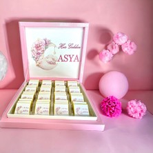 Yeni!! Luxury Isimli soft Pembe Ay Çiçek Kız Bebek Çikolatası 48LI Doğum-Mevlid-Hediyelik-