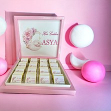 Yeni!! Luxury Isimli soft Pembe Ay Çiçek Kız Bebek Çikolatası 48LI Doğum-Mevlid-Hediyelik-