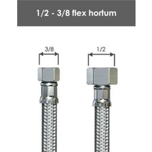 Nalbur Bakkal 3/8-1/2 Flex Paslanmaz Çelik Örgülü Hortum Klozet Taharet Kombi Hortum