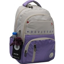 Harmela 34400 Okul Sırt Çantası Unisex Okul Çantası Günlük Sırt Çantası Bej-Lila