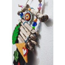 BaharEli Tığ Işi, Keçe ve Boncuk Işi Duvar, Balkon, Kapı Süsü / Aşk ve Ev Totem / Nazarlık (20 x 17 cm )