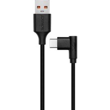 USB To Type-C Uyumlu iPhone ve Samsung Modelleri Için Hızlı Şarj ve Data Kablosu 100 cm L Tipi Gaming (Siyah)