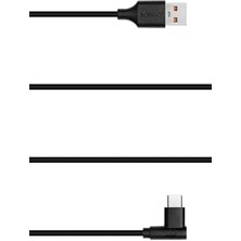 USB To Type-C Uyumlu iPhone ve Samsung Modelleri Için Hızlı Şarj ve Data Kablosu 100 cm L Tipi Gaming (Siyah)