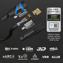 - 10K & 8k HDMI Kablosu, HDMI 2.1b - 2m, 0,5-5m Arası Mevcut - Sertifikalı, Almanya Da Geliştirilmiş (Ultra Yüksek Hız HDMI 2.1 Kablosu Pc, Ps5, Xbox, Monitör ve Tv Için - Siyah-Mavi)