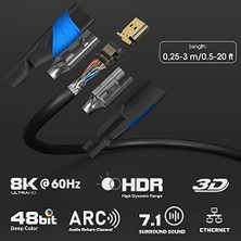 - 4K ve 8k HDMI Kablosu - 2m - 0,15-22,5m Arasında Mevcut - Her HDMI Bağlantısı Için (4K@120Hz & 8K@60Hz, HDMI 2.0, Yüksek Hızlı Ethernet, Tv, Blu-Ray, Ps5, Xbox, Switch - Siyah)