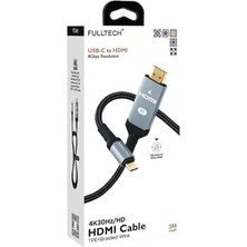 To HDMI 8gbps Çözünürlük 4K 30Hz/HD Telefon Tablet Usb-C Hdmı Çevirici Dönüştürücü Kablo (2 Metre)