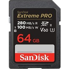 64GB Extreme Pro Sdxc Uhs-Iı Hafıza Kartı - C10, U3, V60, 6k, 4K Uhd, Sd Kart - SDSDXEP-064G-GN4IN