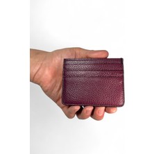 Hakiki Deri Bordo Para Bölmeli Unisex Kartlık Cüzdan