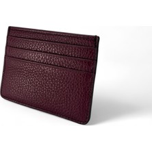Hakiki Deri Bordo Para Bölmeli Unisex Kartlık Cüzdan