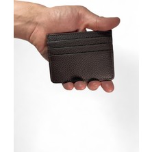 Hakiki Deri Kahverengi Para Bölmeli Unisex Kartlık Cüzdan