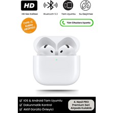 4. Nesil Pro Yeni Nesil Premium Özel Seri Type C Şarj Hediyeli Ios Android Uyumlu Kablosuz Kulaklık Blutut Blututlu Airpods 4 Apple Nry