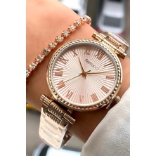 Ferrucci Çelik Sade Şık Kadın Kol Saat+Bileklik Hediye