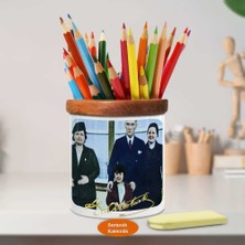 Asilmeydan Manevi Kızı Ülkü ve Kemal Atatürk Ahşap Seramik Kalemlik-A(12)