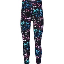 Siyah Kız Çocuk Spray Colors Desen Tayt