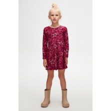 Lovetti Kız Çocuk Pointing Stars Desen Uzun Kol Elbise