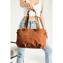 Kadın Omuz Çantası Vegan Deri 35*25 cm Çapraz Askılı Postacı Çanta Saten Kumaş Mega Çanta Kol Çantası