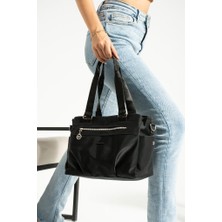 Kadın Omuz Çantası Vegan Deri 35*25 cm Çapraz Askılı Postacı Çanta Saten Kumaş Mega Çanta Kol Çantası