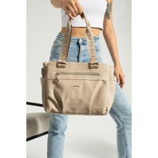 Kadın Omuz Çantası Vegan Deri 35*25 cm Çapraz Askılı Postacı Çanta Saten Kumaş Mega Çanta Kol Çantası