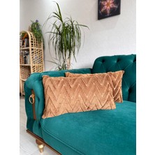 2'li Bohem Özel Tasarım Punch Panç Desen Astarı Kalın Dekoratif Kırlent Kılıfı 28 x 50  cm