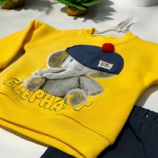 Cansın Baby Renk Seçenekli Ponpon Fileli Şapkalı Fil Detaylı Elephant Yazılı Baskılı Bebek Çocuk Eşofman Takımı