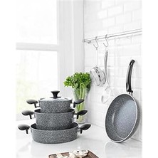 Byrshtm Madame Coco Gordes Granite Look 7 Parça Tencere Seti Gri Byrnew