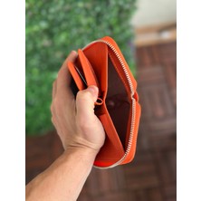 Claw Leather Turuncu Fermuarlı Cüzdan