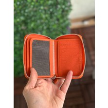 Claw Leather Turuncu Fermuarlı Cüzdan