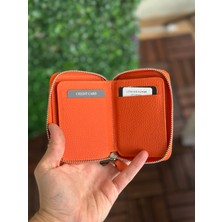 Claw Leather Turuncu Fermuarlı Cüzdan