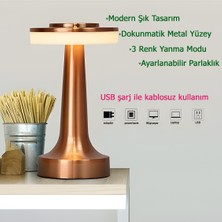 Anaway Shopping Retro Şarjlı Dekoratif Dokunmatik Metal Masa Lambası 3 Renk