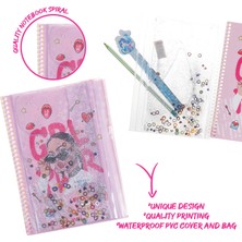 Vuki Girl Power Simli ve Sulu Kapaklı Kalem Kutulu A5 Defter