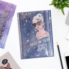 Vuki Girl Power Simli ve Sulu Kapaklı Kalem Kutulu A5 Defter