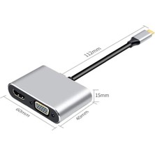 Macbook Pro Air Ipad Pro Air Iphone 15 16 Type C HDMI VGA USB 3.0 4in1 Çevirici Dönüştürücü Adaptör