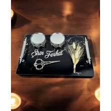 Vow Gümüş Siyah Söz Nişan Tepsisi