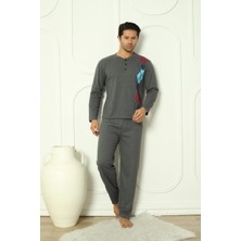 Flkm 5010 Interlok Kalın Kışlık Desenli Erkek Ev Pijama Takımı