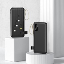 vooka 10.000 Mah Göstergeli LED Işık Dahili Çoklu Kablolu El Feneri Powerbank