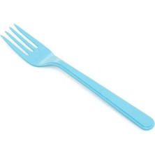 Omeyva Plastik Turkuaz Renkli Lü x  Parti Doğum Günü Çatal - 18  cm . - 75 Adet