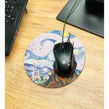 Giftmoda Van Gogh Yıldızlı Gece Tasarımlı Oval Mouse Pad	