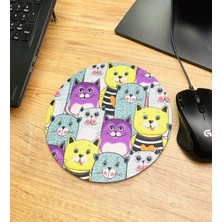 Giftmoda Sevimli Kedi Tasarımlı Oval Mouse Pad	